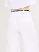 Штани жіночі білі лляні палаццо великий розмір 2225-В-2