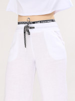 Штани жіночі білі лляні палаццо великий розмір 2225-В-2