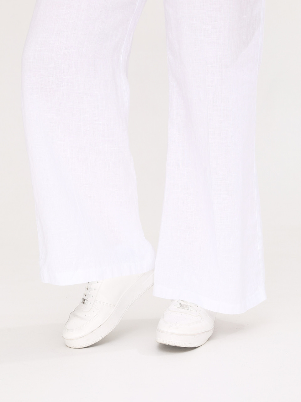 Штани жіночі білі лляні палаццо великий розмір 2225-В-2