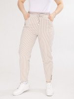 Штани жіночі бежеві в смужку МОМ літні на кулісці 1356