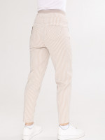 Штани жіночі бежеві в смужку МОМ літні на кулісці 1356