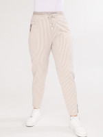 Штани жіночі бежеві в смужку МОМ літні на кулісці 1356