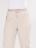 Штани жіночі бежеві в смужку МОМ літні на кулісці 1356