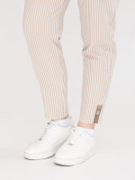 Штани жіночі бежеві в смужку МОМ літні на кулісці 1356