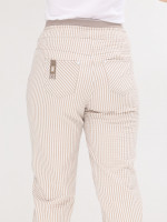 Штани жіночі бежеві в смужку МОМ літні на кулісці 1356