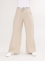 Штани жіночі бежеві лляні палаццо на кулісці 2225-1