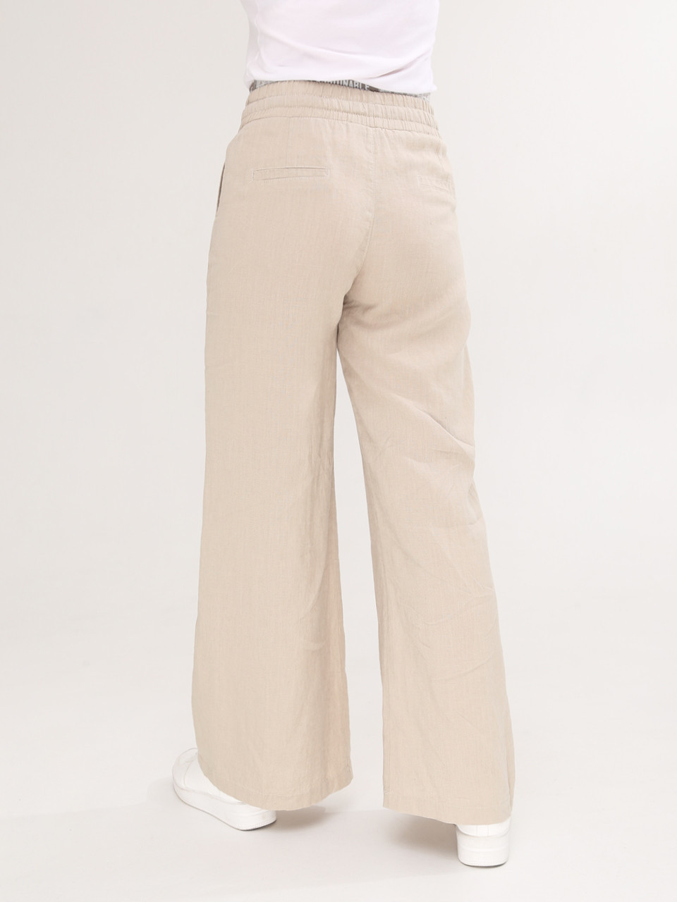 Штани жіночі бежеві лляні палаццо на кулісці 2225-1