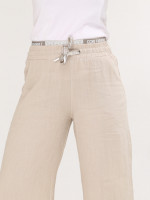 Штани жіночі бежеві лляні палаццо на кулісці 2225-1