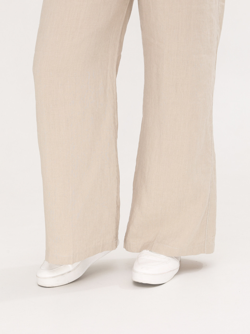 Штани жіночі бежеві лляні палаццо на кулісці 2225-1