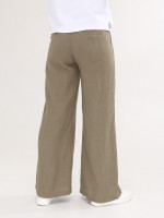 Брюки женские хаки льняные палаццо на кулиске  2225-3