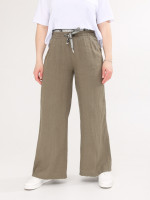Брюки женские хаки льняные палаццо на кулиске  2225-3
