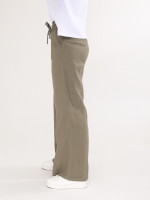 Брюки женские хаки льняные палаццо на кулиске  2225-3