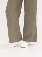 Брюки женские хаки льняные палаццо на кулиске  2225-3