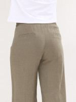 Брюки женские хаки льняные палаццо на кулиске  2225-3