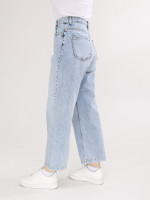 Джинсы женские светлые релакс фит укороченные 1447