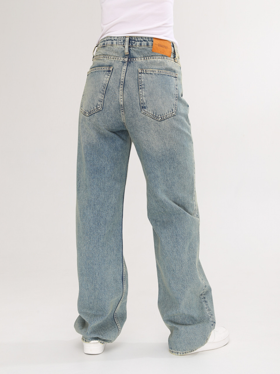 Джинсы женские сине-зеленые широкие палаццо 1485