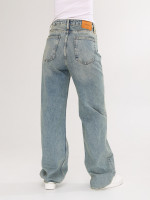 Джинсы женские сине-зеленые широкие палаццо 1485