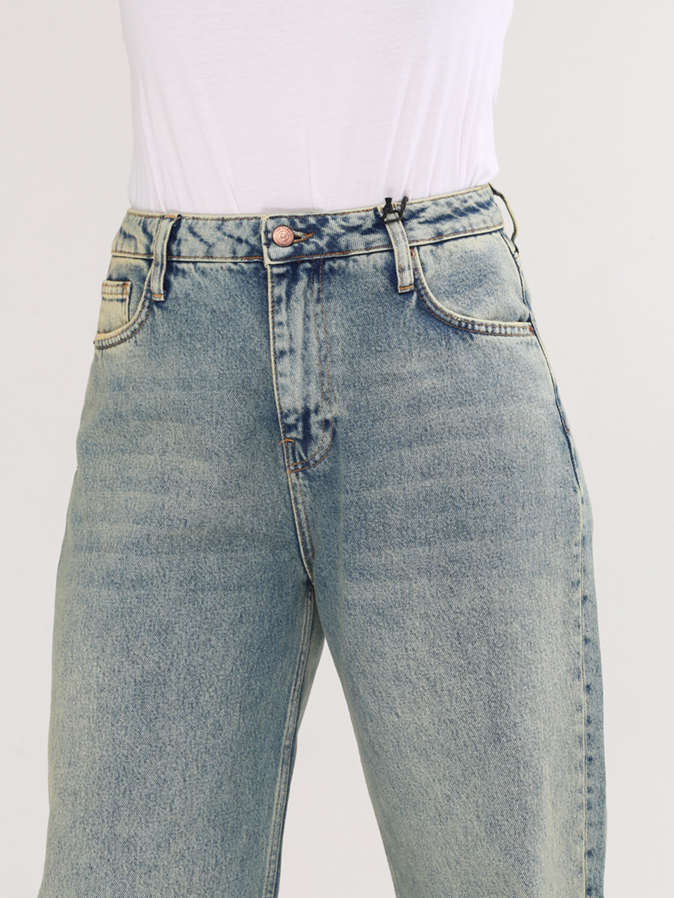 Джинсы женские сине-зеленые широкие палаццо 1485