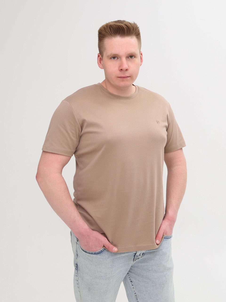 Футболка чоловіча бежева однотонна пряма 1976-1