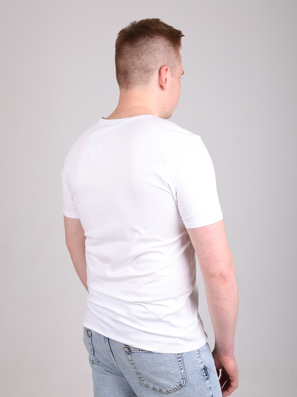 Футболка чоловіча біла однотонна пряма великий розмір 8108-B-4
