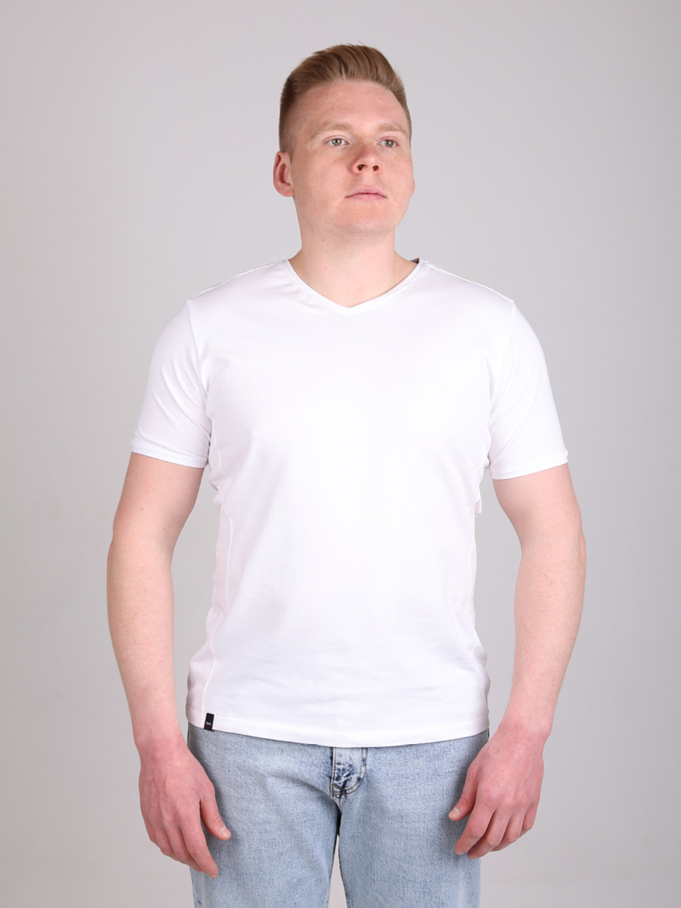 Футболка чоловіча біла однотонна пряма великий розмір 8108-B-4
