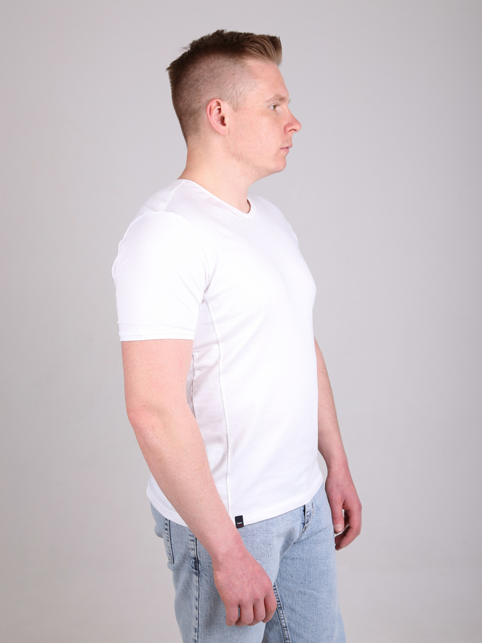 Футболка чоловіча біла однотонна пряма великий розмір 8108-B-4