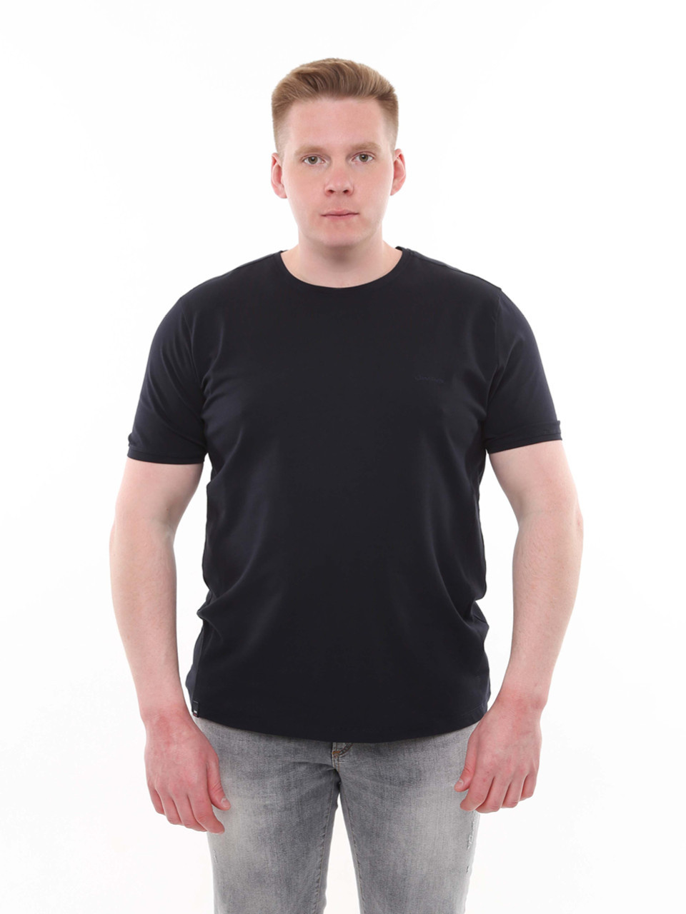 Футболка чоловіча темно-синя однотонна великий розмір 8107-B-6
