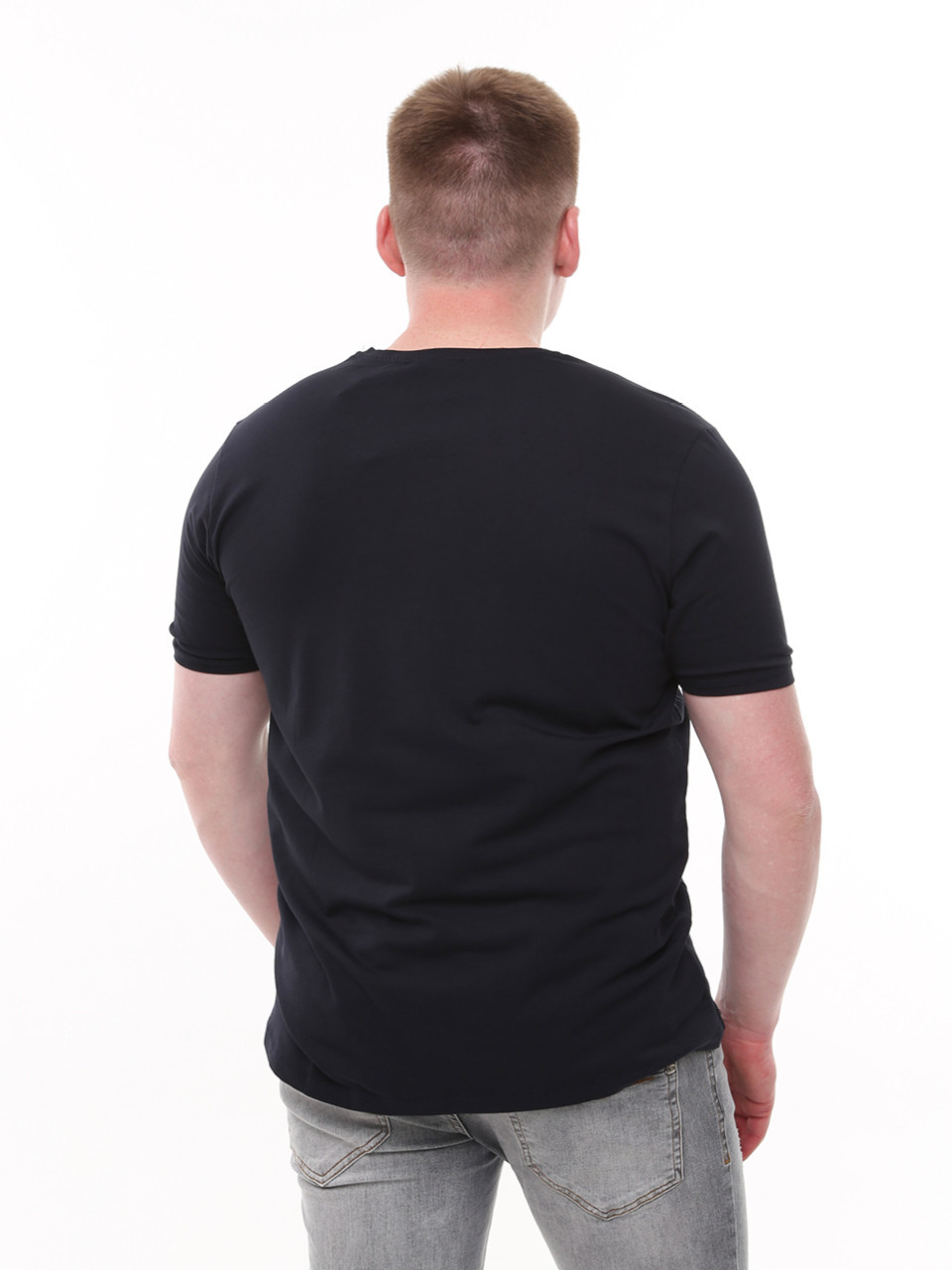 Футболка чоловіча темно-синя однотонна великий розмір 8107-B-6