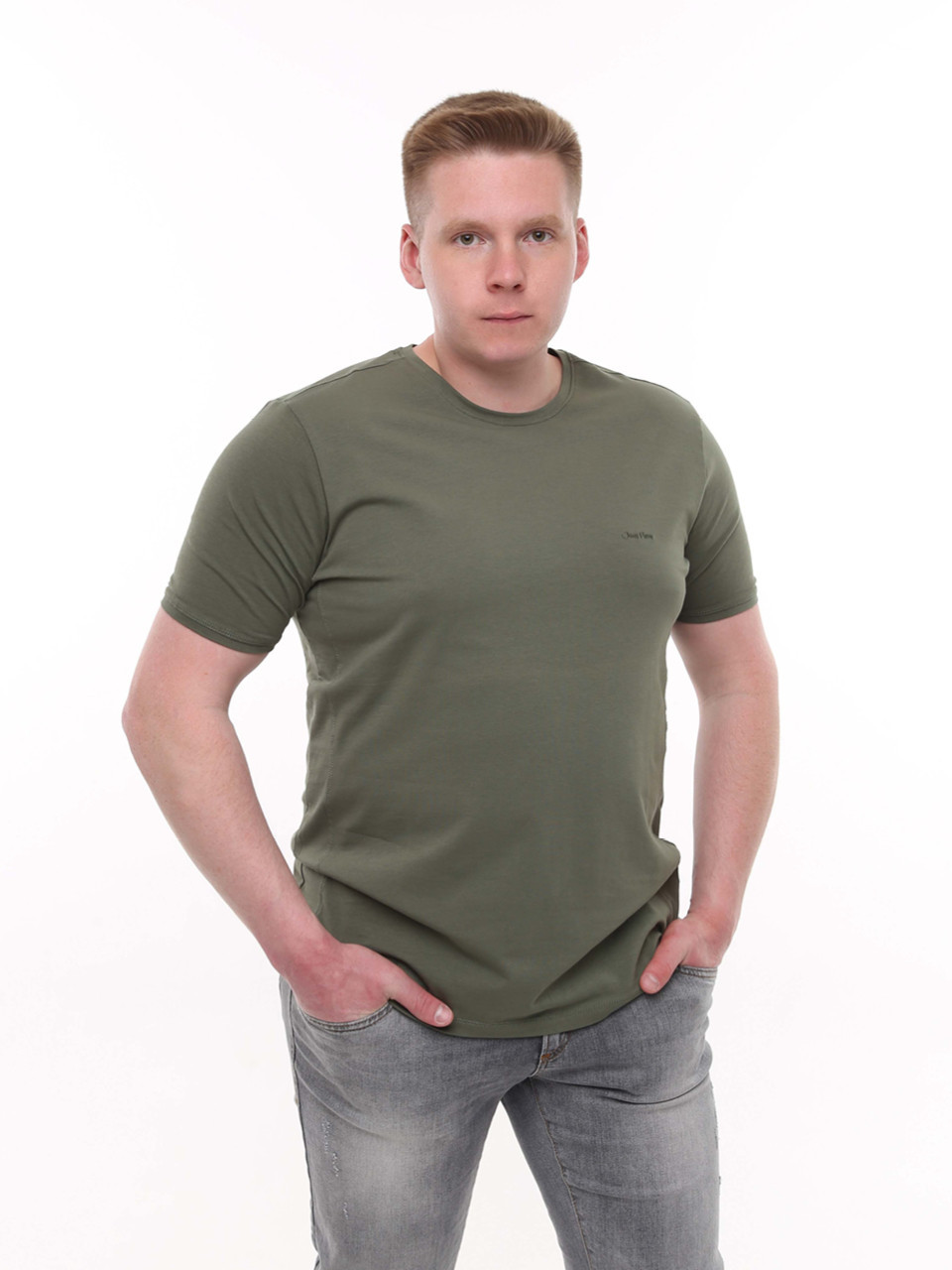 Футболка чоловіча хакі однотонна 8107-3