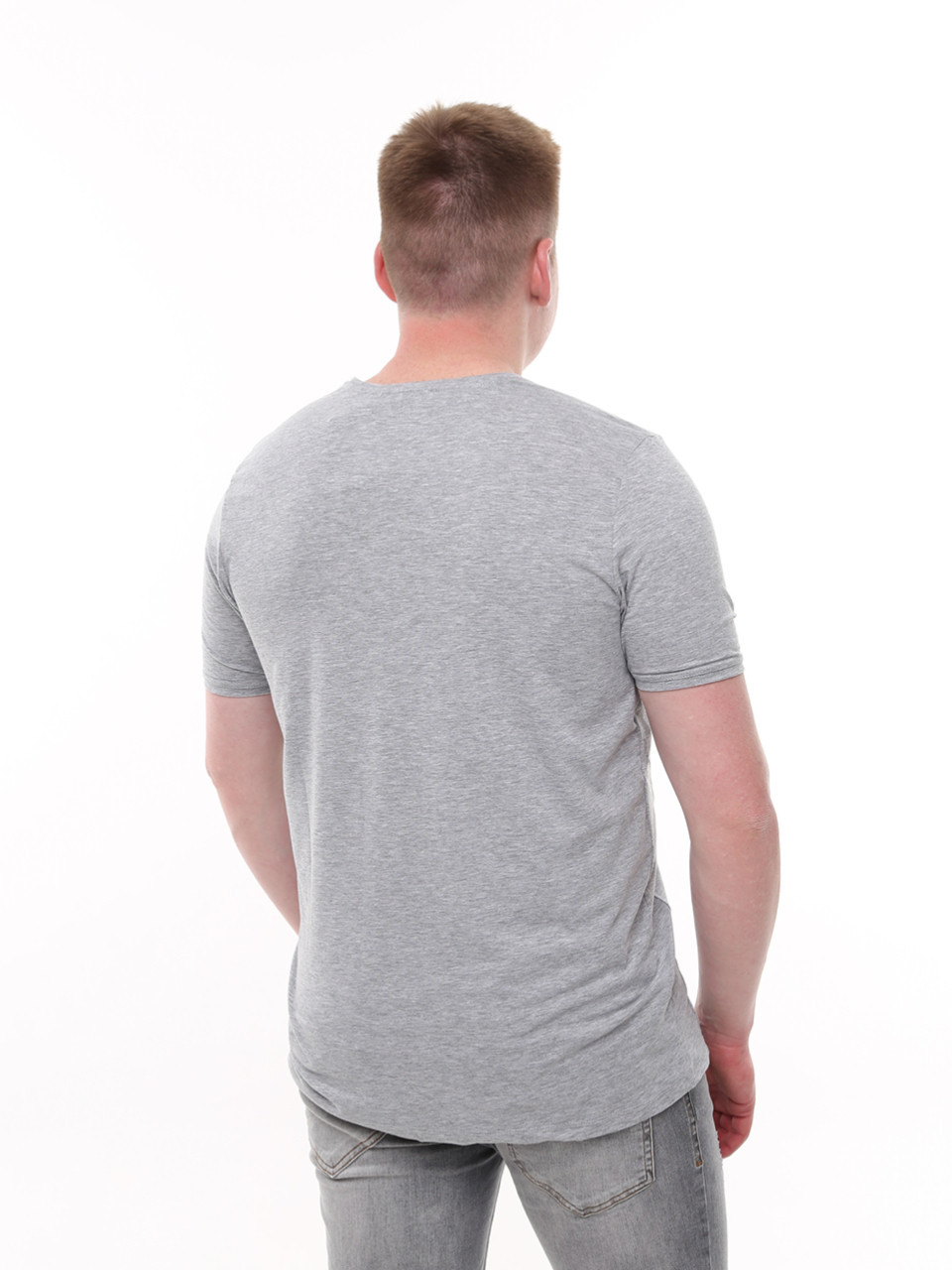 Футболка чоловіча сіра однотонна пряма 8107-8