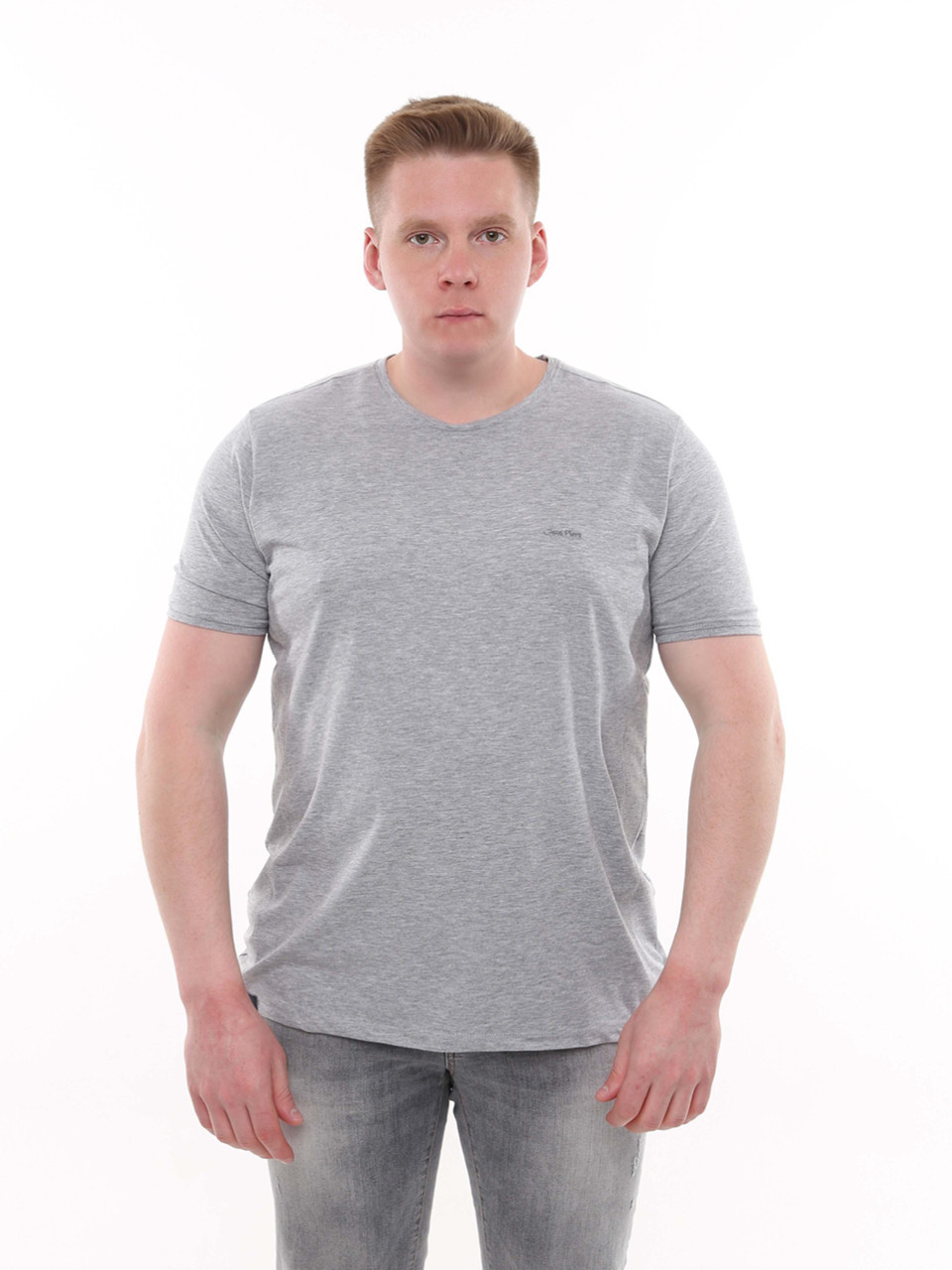 Футболка чоловіча сіра однотонна пряма 8107-8