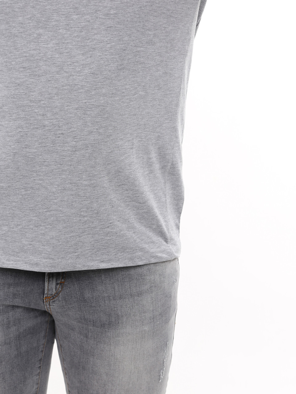 Футболка чоловіча сіра однотонна пряма 8107-8