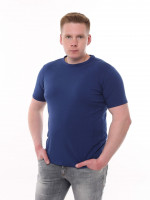 Футболка чоловіча синя пряма однотонна великий розмір 8107-B-1-1