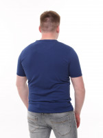 Футболка чоловіча синя пряма однотонна великий розмір 8107-B-1-1