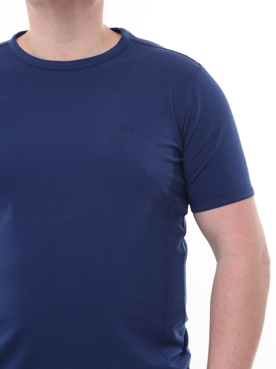 Футболка чоловіча синя пряма однотонна великий розмір 8107-B-1-1