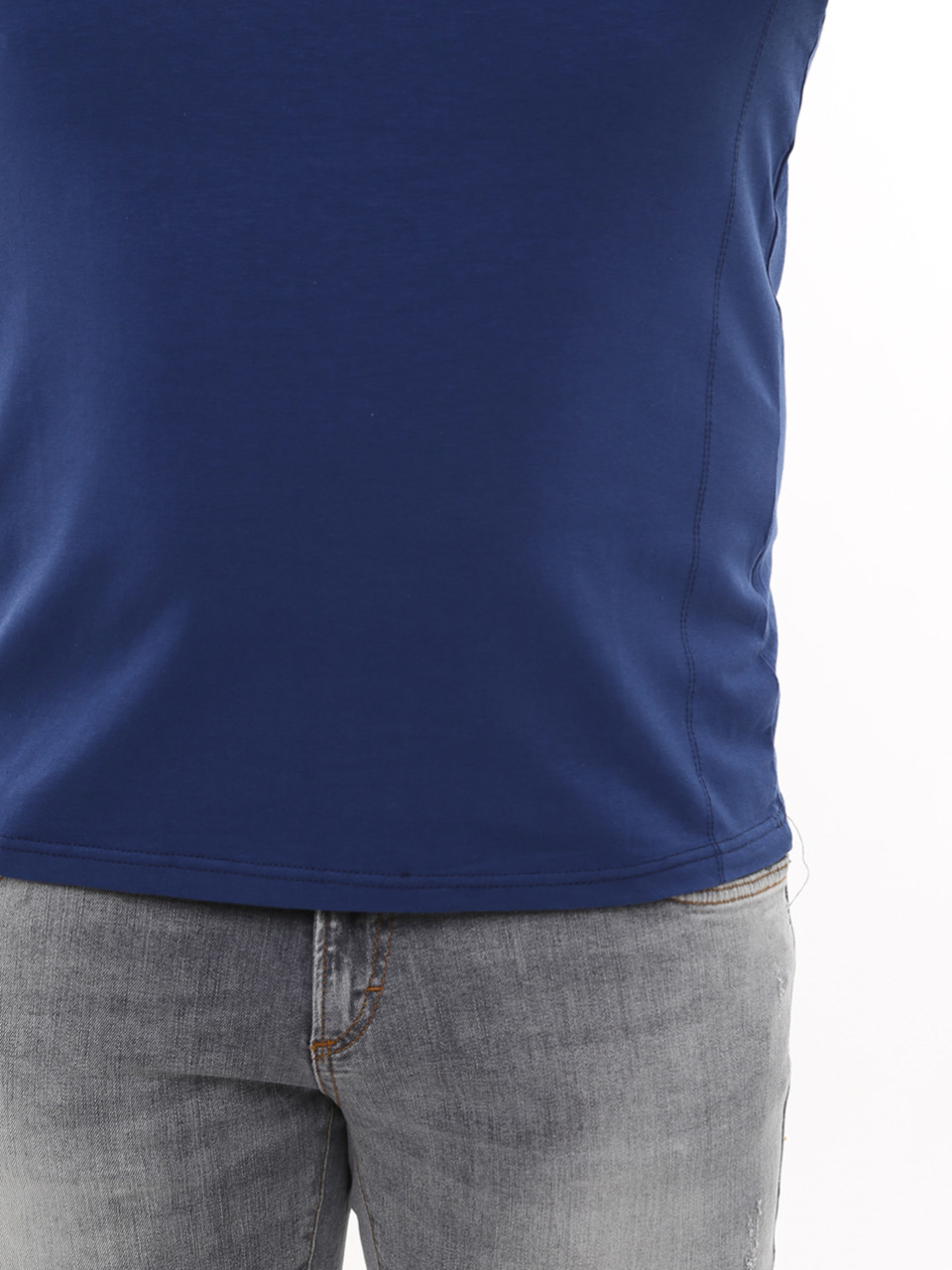 Футболка чоловіча синя пряма однотонна великий розмір 8107-B-1-1