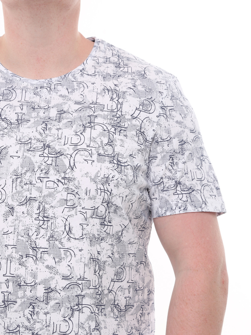 Футболка чоловіча біла з принтом великі розміри 2130-B-2