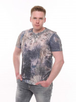 Футболка чоловіча бежево-синя з принтом 6201-3