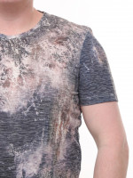 Футболка чоловіча бежево-синя з принтом 6201-3