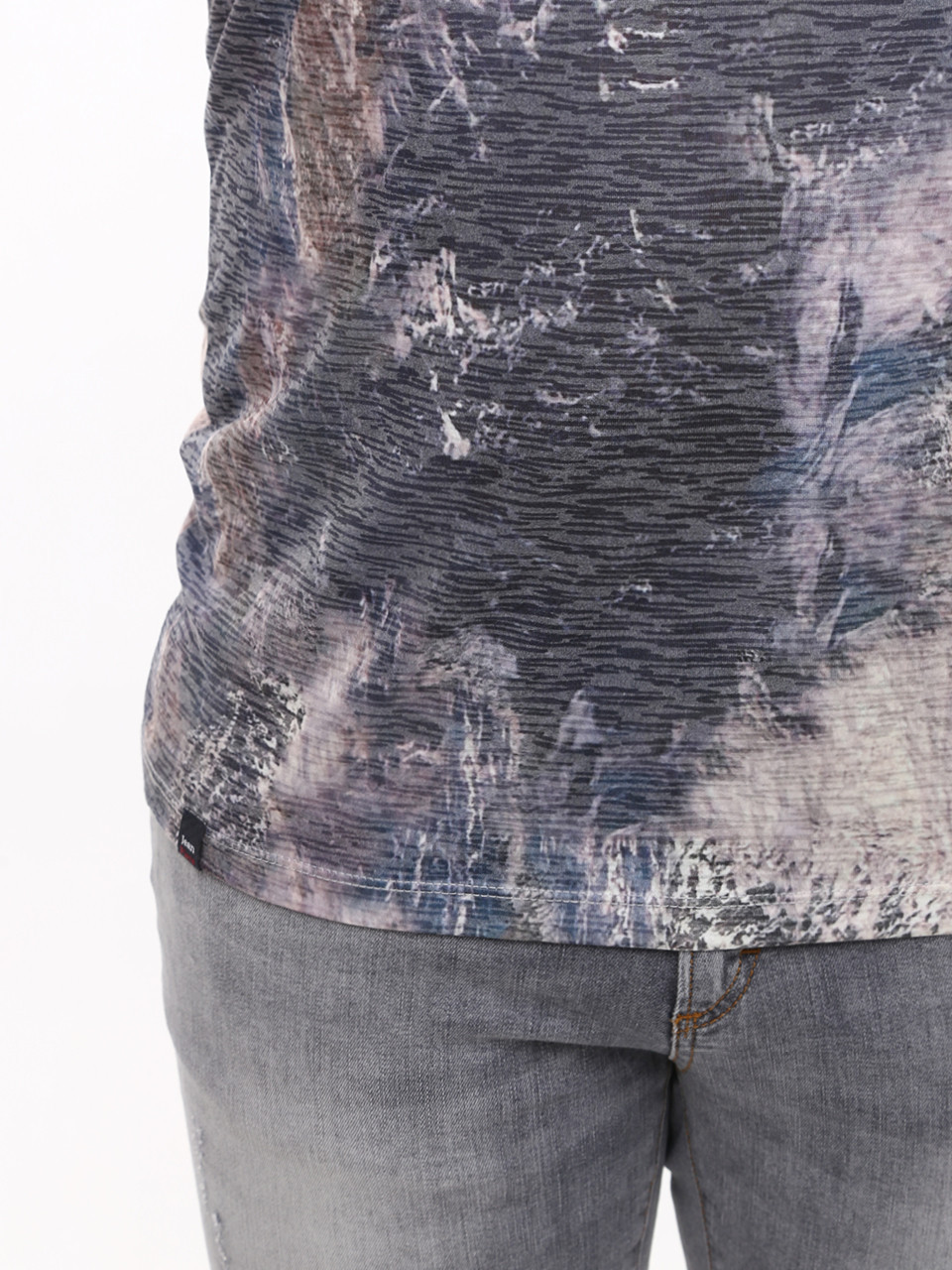 Футболка чоловіча бежево-синя з принтом 6201-3