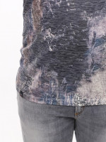 Футболка чоловіча бежево-синя з принтом 6201-3