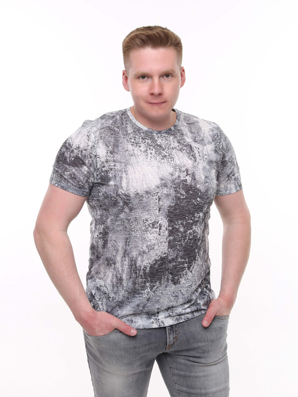 Футболка чоловіча чорно-біла тонка 6201-2