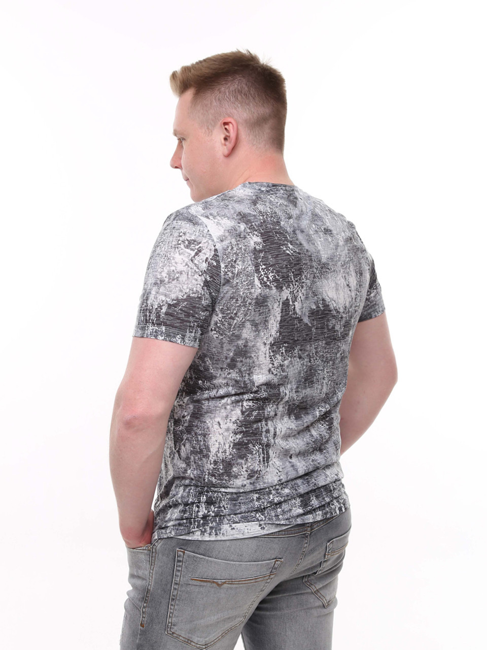 Футболка чоловіча чорно-біла тонка 6201-2