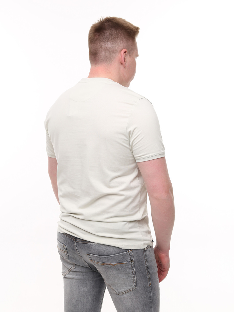 Футболка мужская молочная однотонная широкая 6228-9
