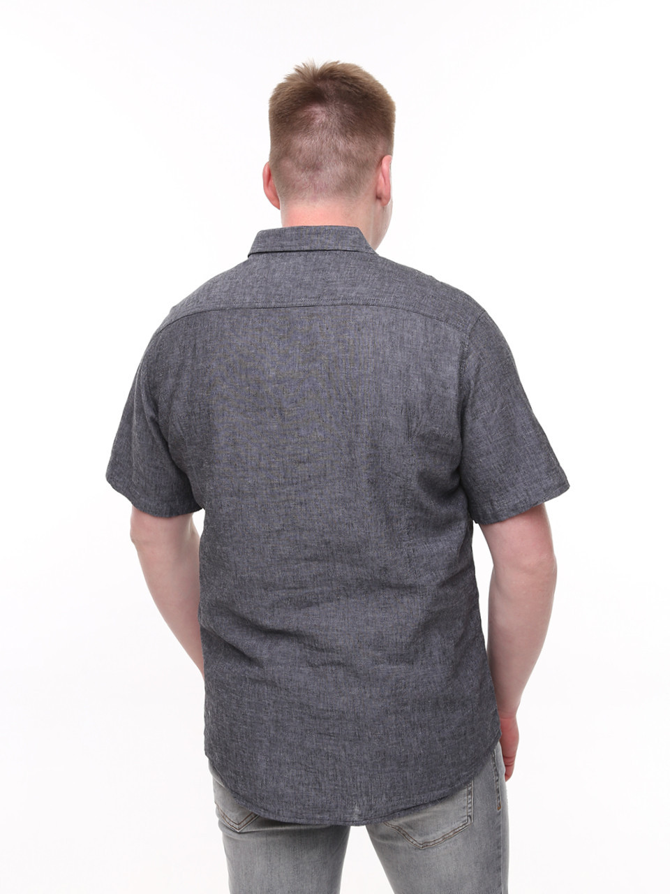 Сорочка чоловіча лляна графітова літня 2403-6