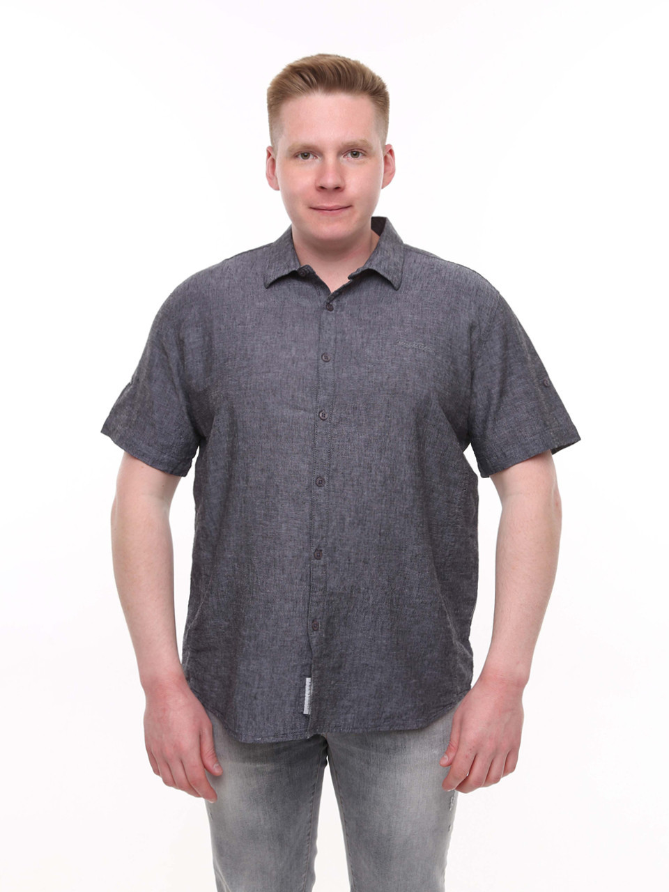 Сорочка чоловіча лляна графітова літня 2403-6