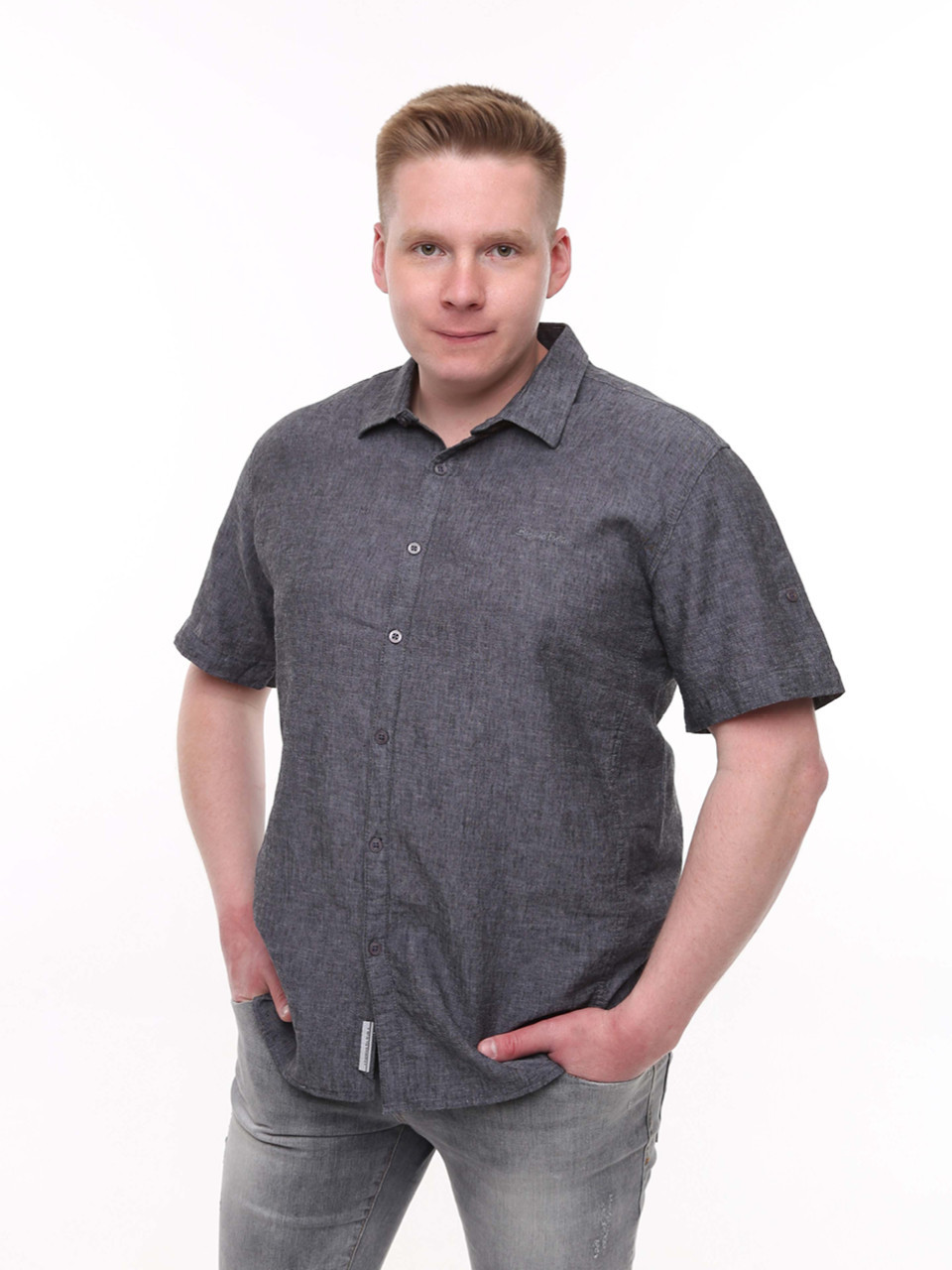 Сорочка чоловіча лляна графітова літня 2403-6