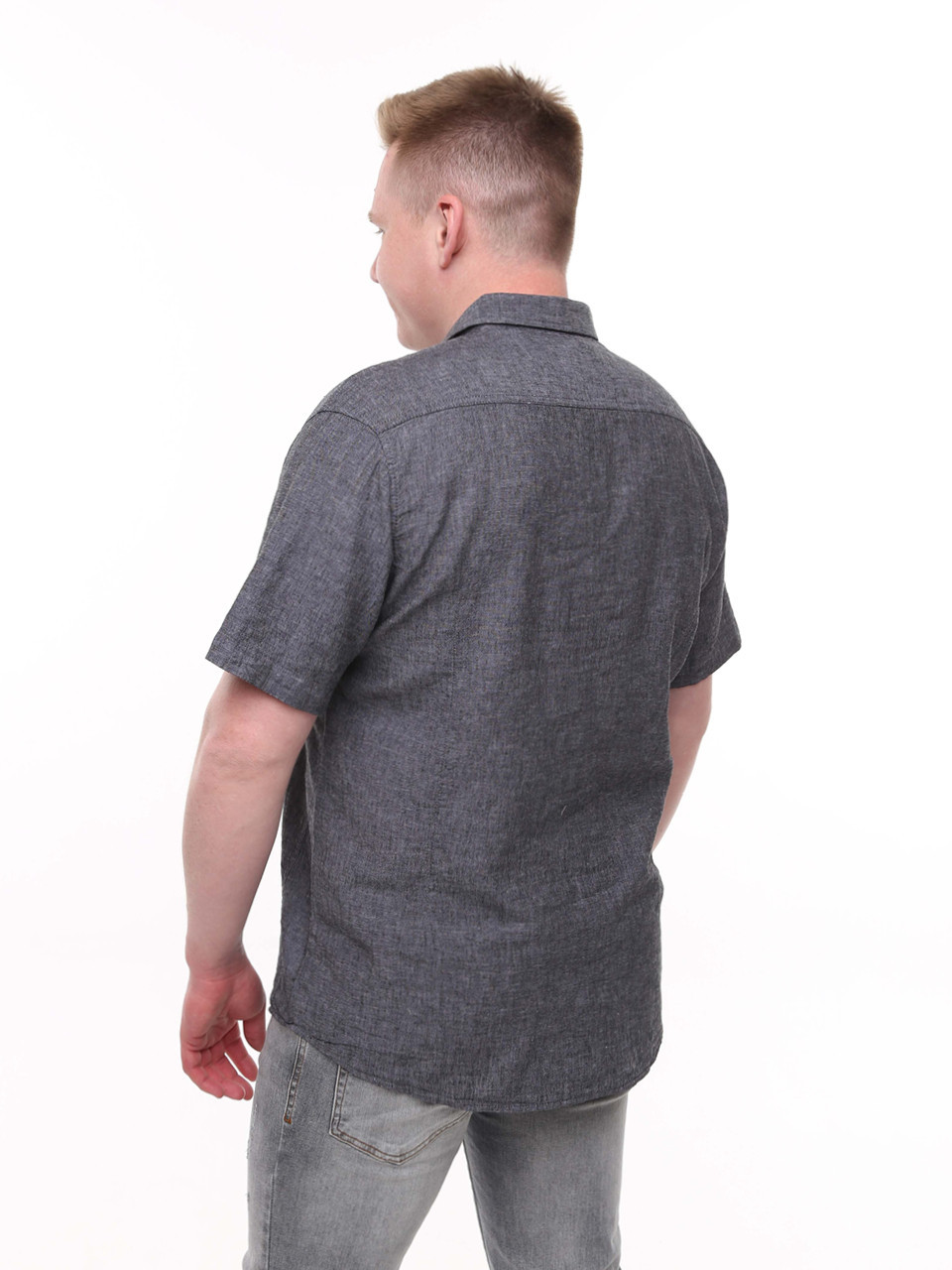 Сорочка чоловіча лляна графітова літня 2403-6