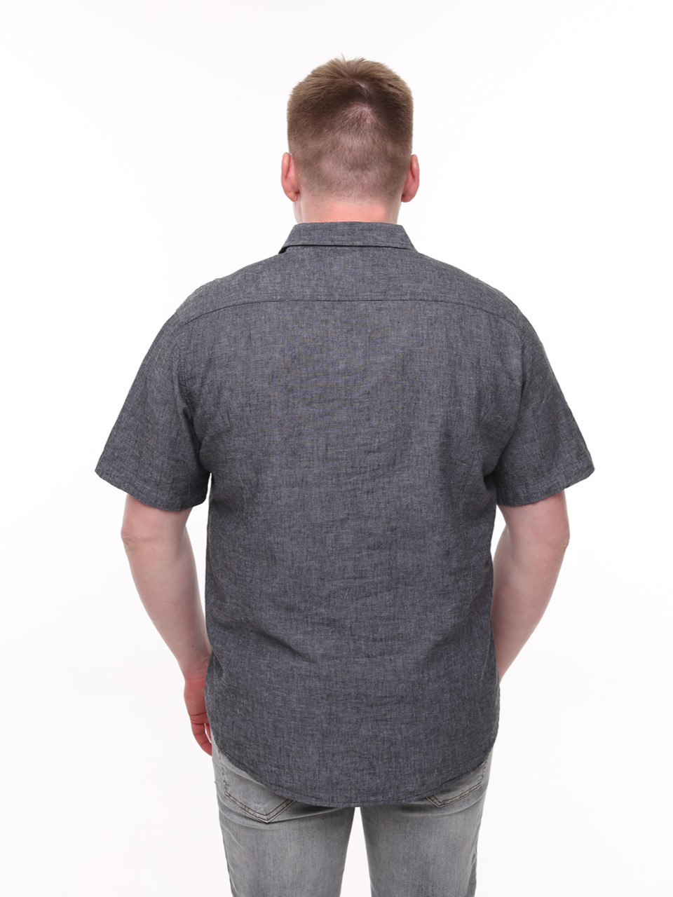 Сорочка чоловіча лляна графітова літня 2403-6