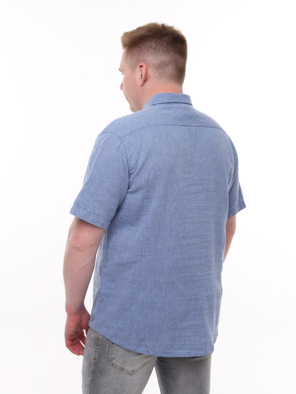 Сорочка чоловіча світло-синя лляна літня 2403-3